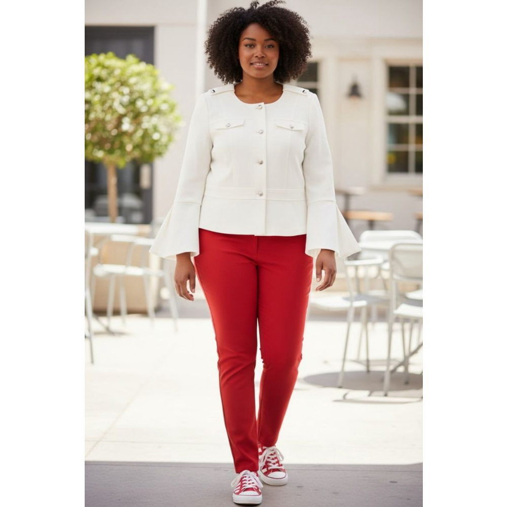WHITE HOUSE BLACK MARKET White Bell Sleeve Blazer Size 14